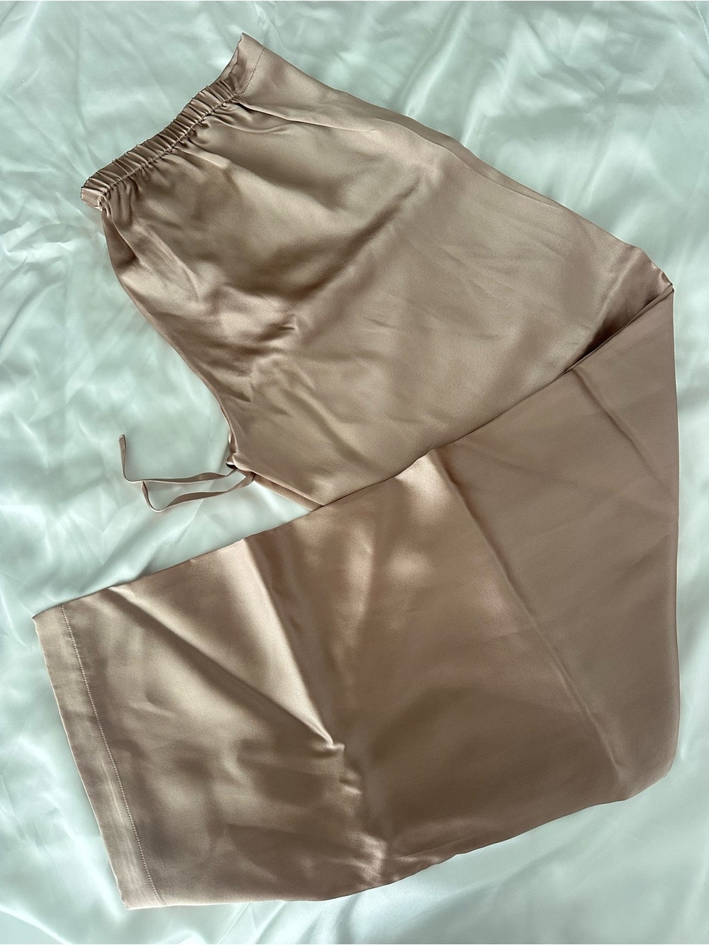 La Perla Champagne Satin Wide-Leg Pajama Pants